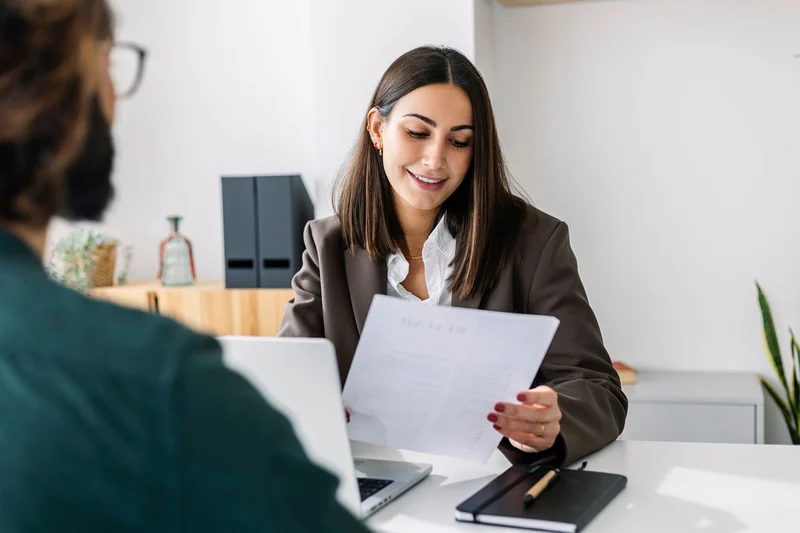 A candidate meeting with an employer