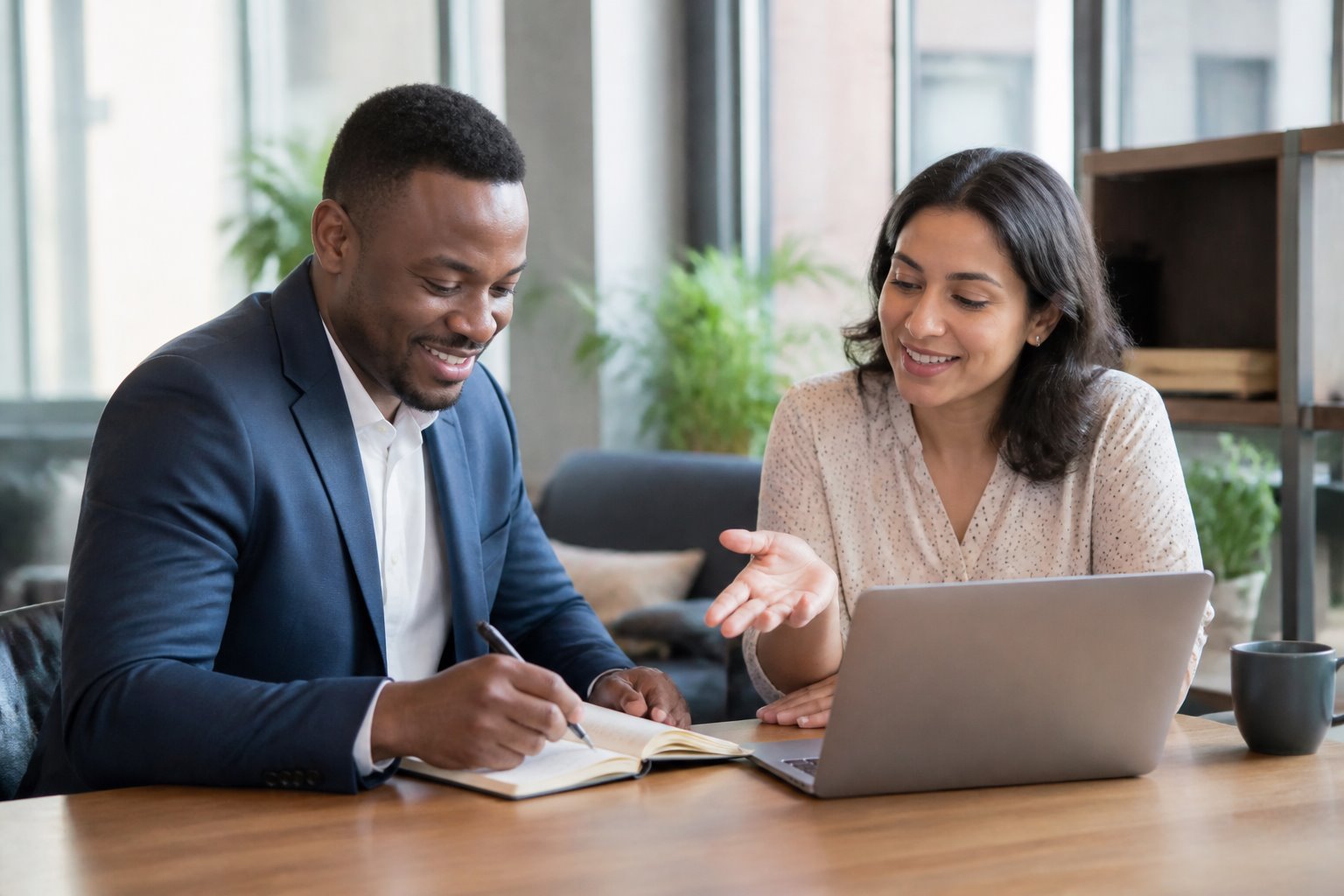 A professional receiving personalized career guidance in a modern office