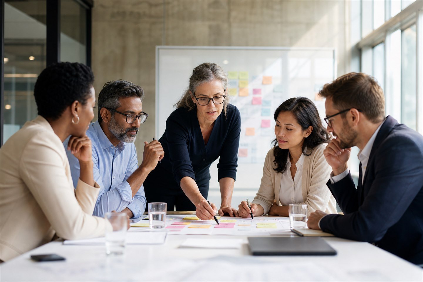 A leadership team defining a shared direction together