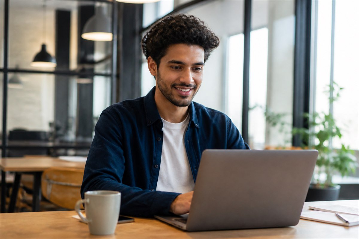 A professional exploring career opportunities on a laptop